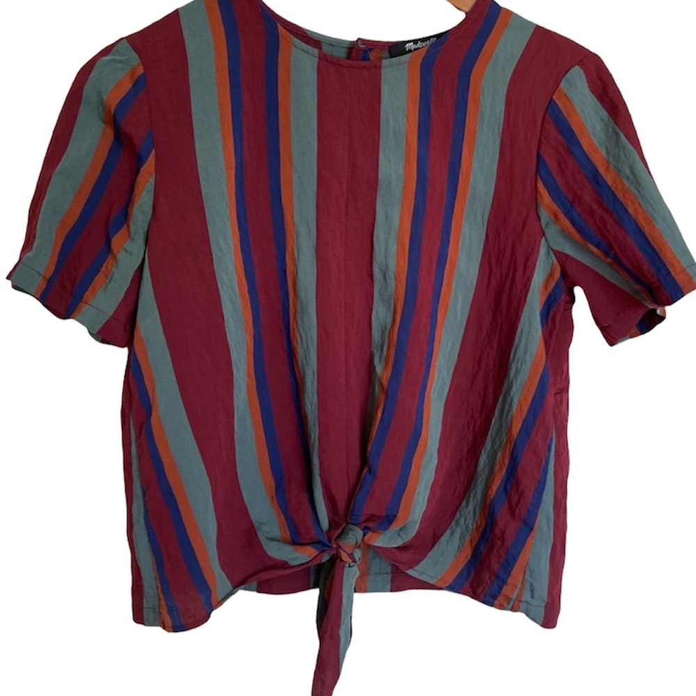 Madewell Button Back Tie Tee in Rosalinda Stripe